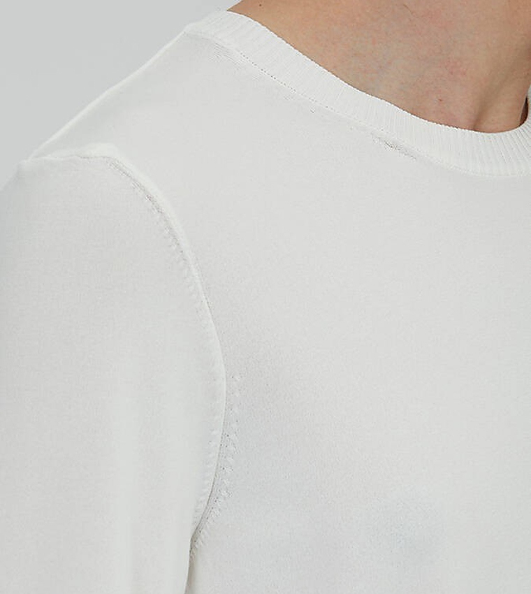 Solid Crew Neck Knit Sweater