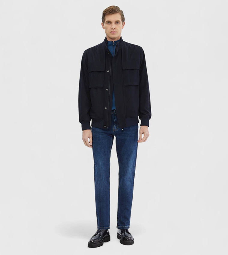 Solid Regular Fit Turtleneck Jacket