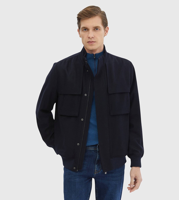 Solid Regular Fit Turtleneck Jacket