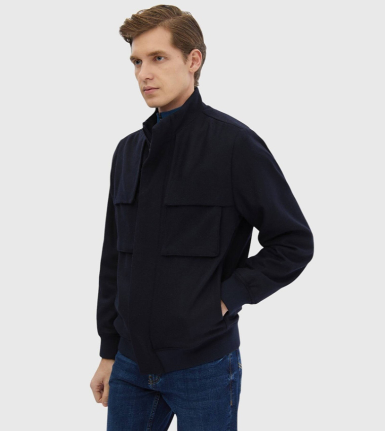 Solid Regular Fit Turtleneck Jacket