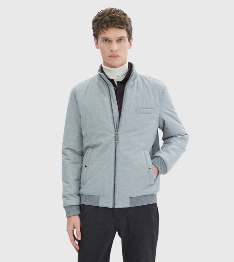 Solid Regular Fit Turtleneck Jacket