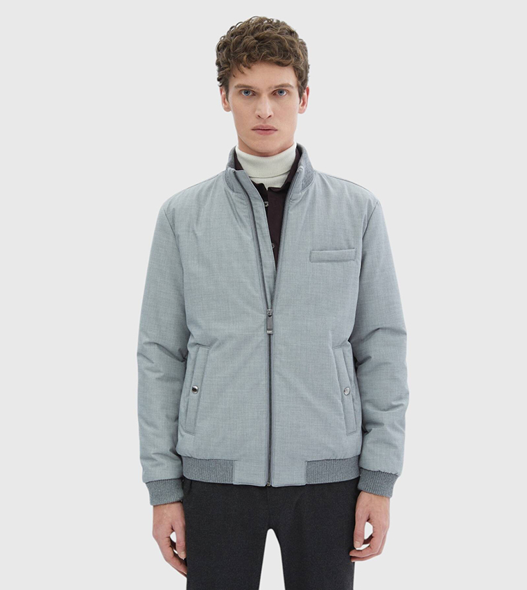 Solid Regular Fit Turtleneck Jacket