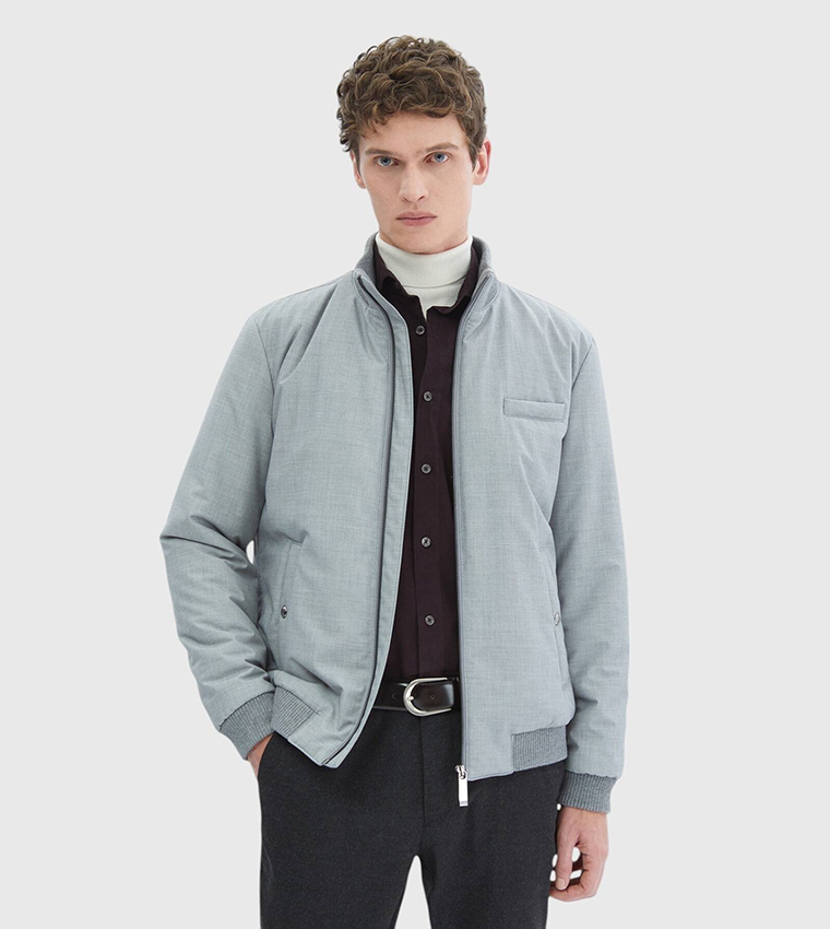 Solid Regular Fit Turtleneck Jacket