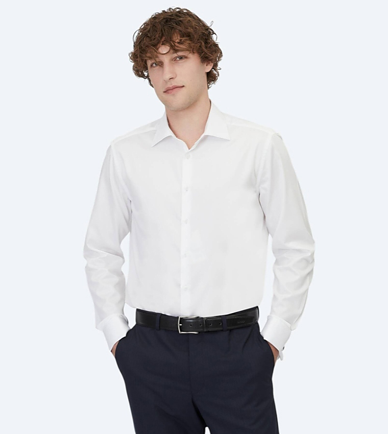 Solid Long Sleeves Regular Fit Cotton Shirt