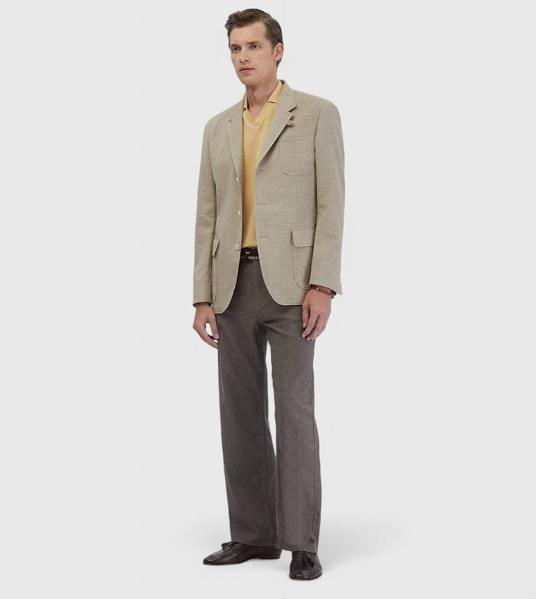 Solid Slim Fit Cotton Blended Blazer