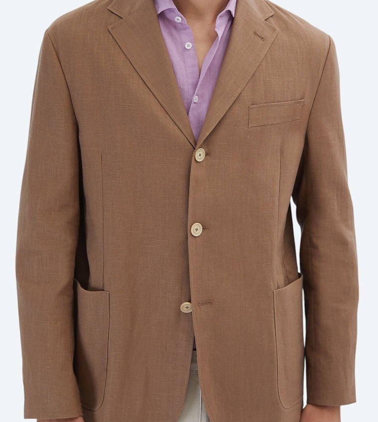 Solid Comfort Fit Cotton Blend Blazer
