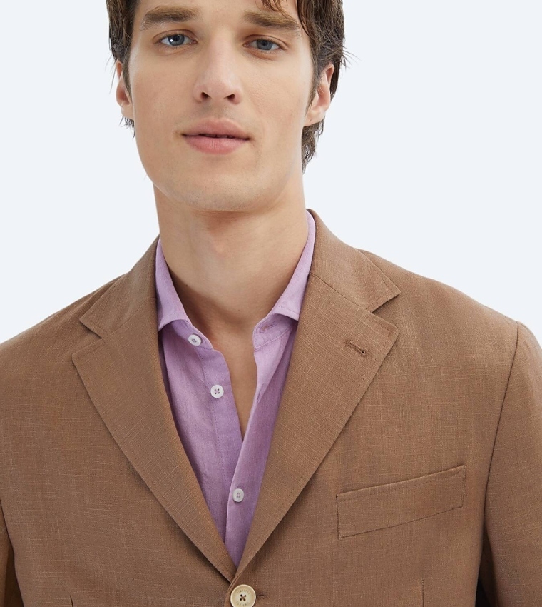 Solid Comfort Fit Cotton Blend Blazer