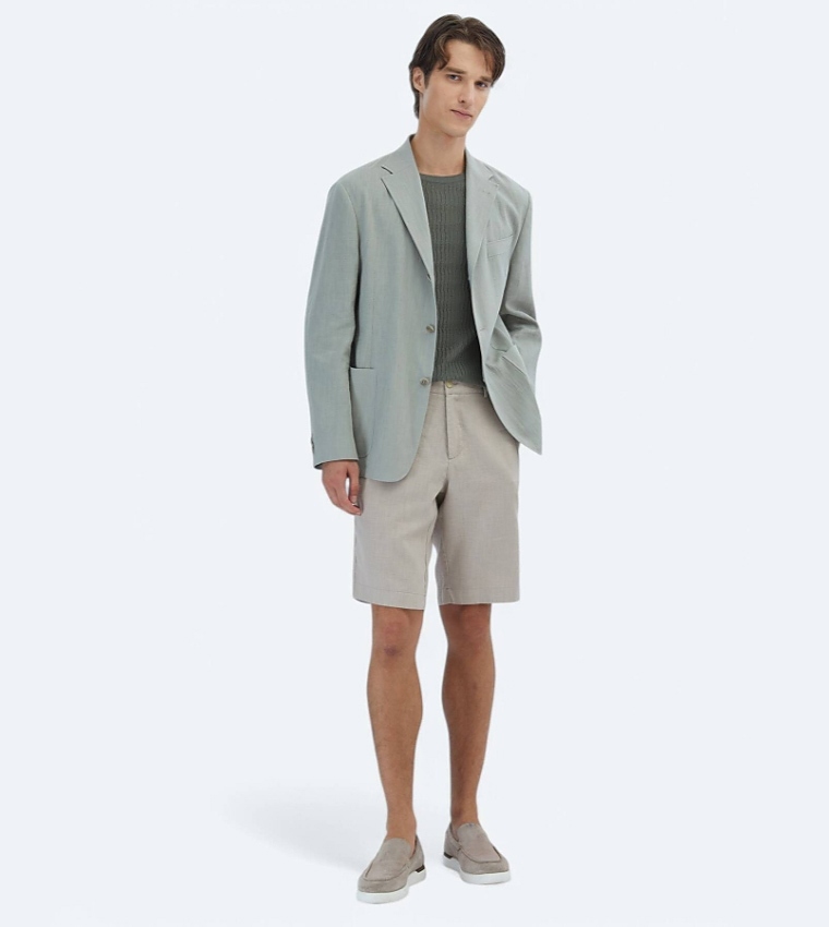 Solid Comfort Fit Cotton Blend Blazer