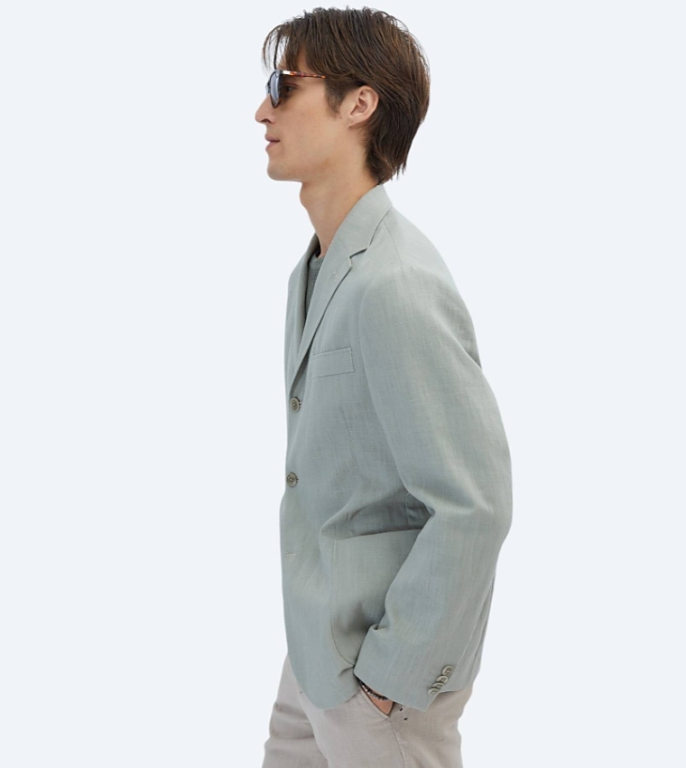 Solid Comfort Fit Cotton Blend Blazer
