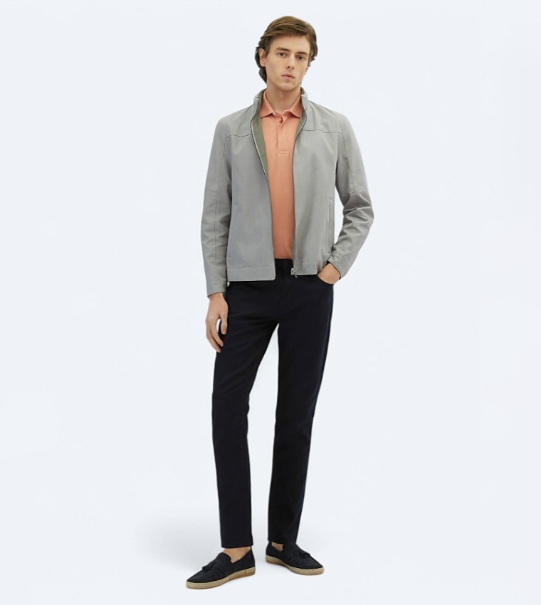 Solid Regular Fit Hidden Hood Woven Reversible Jacket
