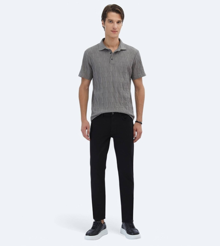 Patterned Short Sleeves 100% Cotton Polo T-Shirt