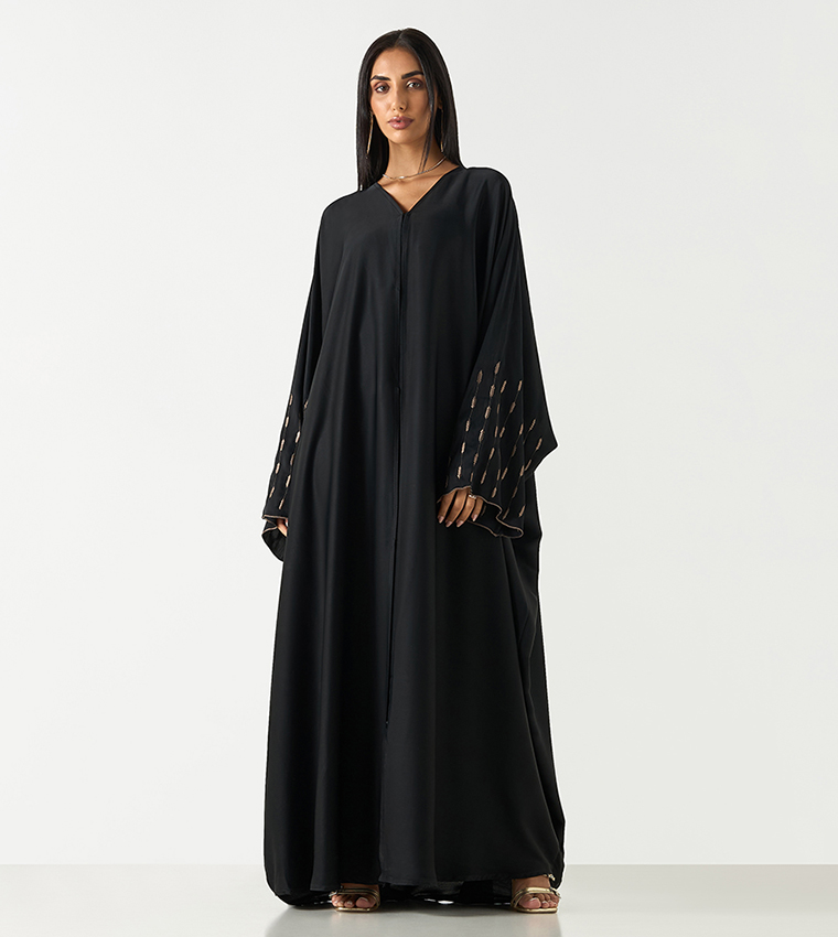 اتش ام  عباية - أسود Abayas