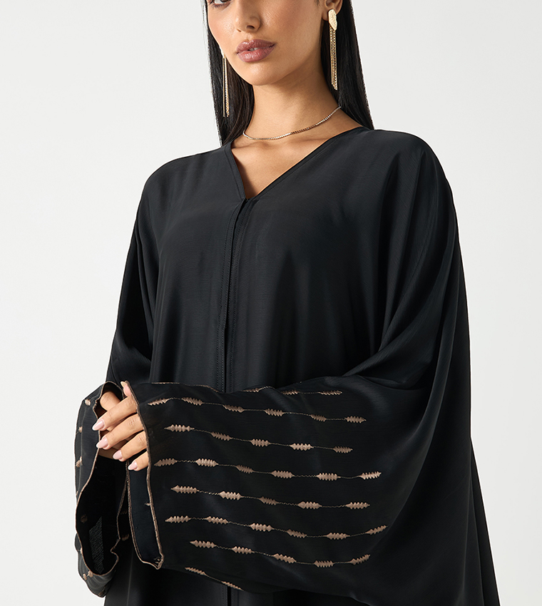 اتش ام  عباية - أسود Abayas