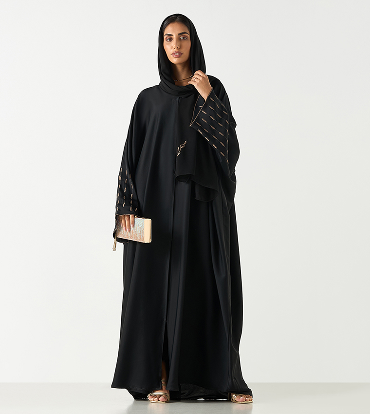 اتش ام  عباية - أسود Abayas