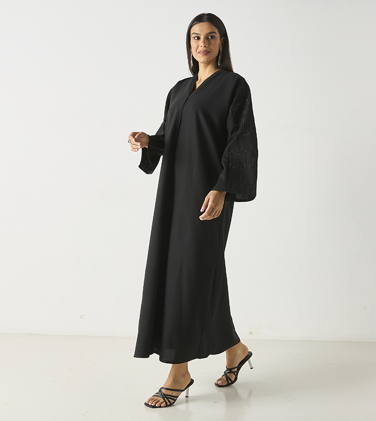 Embroidered Abaya with Hijab