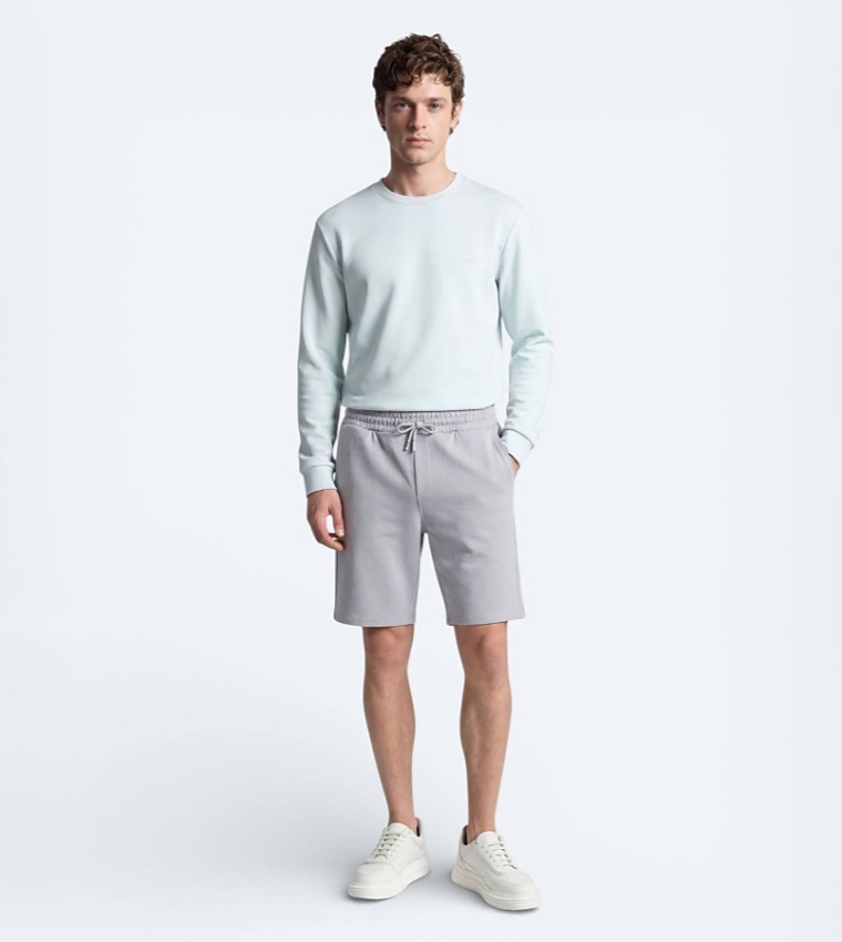 Solid Drawstring Regular Fit Knit Casual Shorts