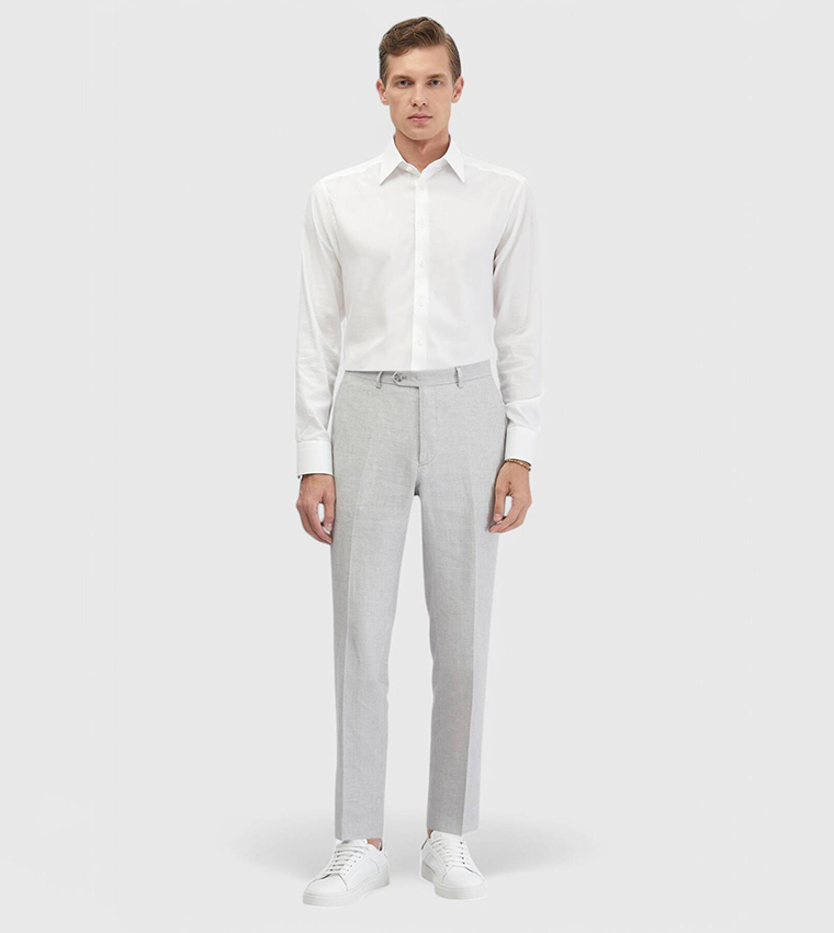 Solid Regular Fit Classical Cotton Blended Shirt