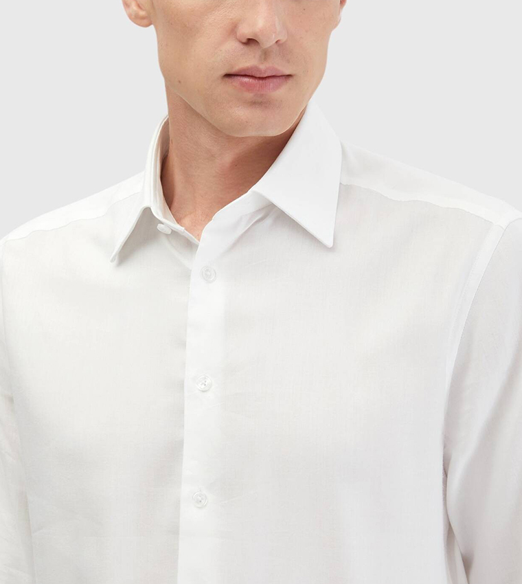 Solid Regular Fit Classical Cotton Blended Shirt