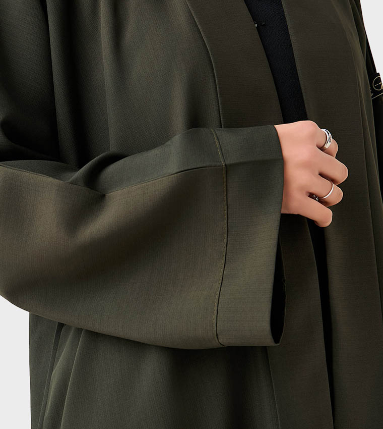 Solid Long Sleeves Open Abaya