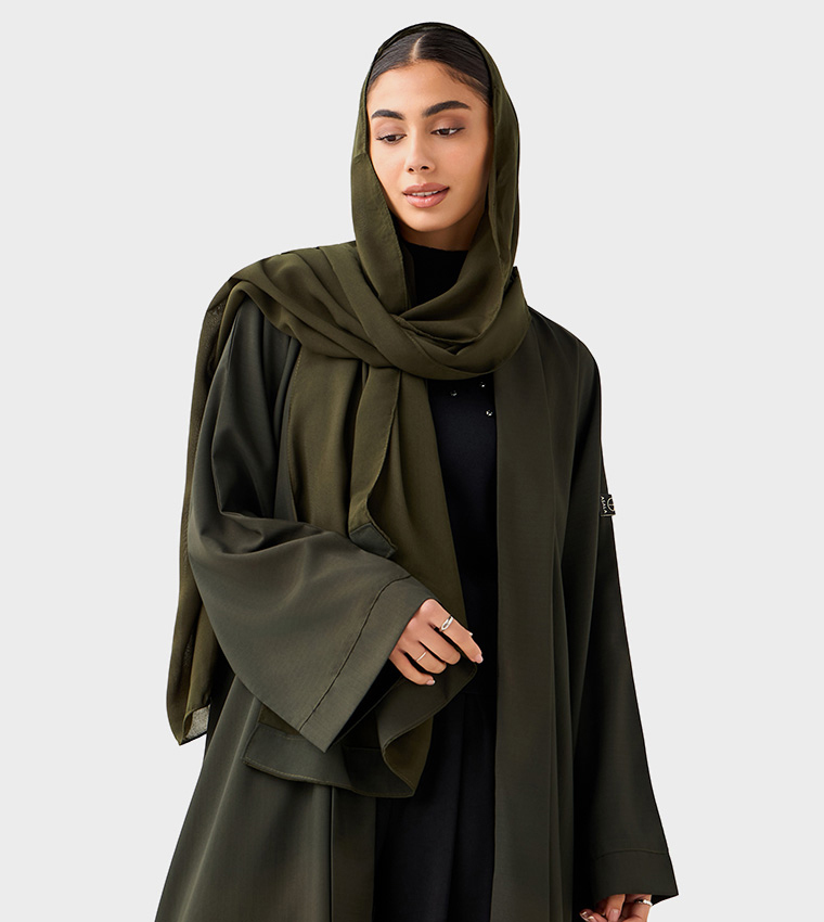 Solid Long Sleeves Open Abaya