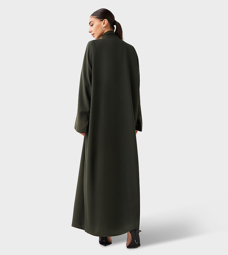 Solid Long Sleeves Open Abaya