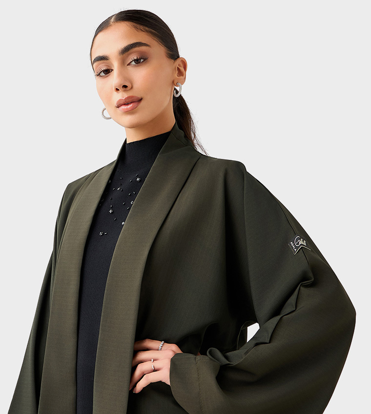 Solid Long Sleeves Open Abaya