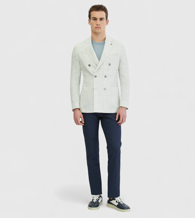 Patterned Zeroweight Slim Fit Linen Blazer