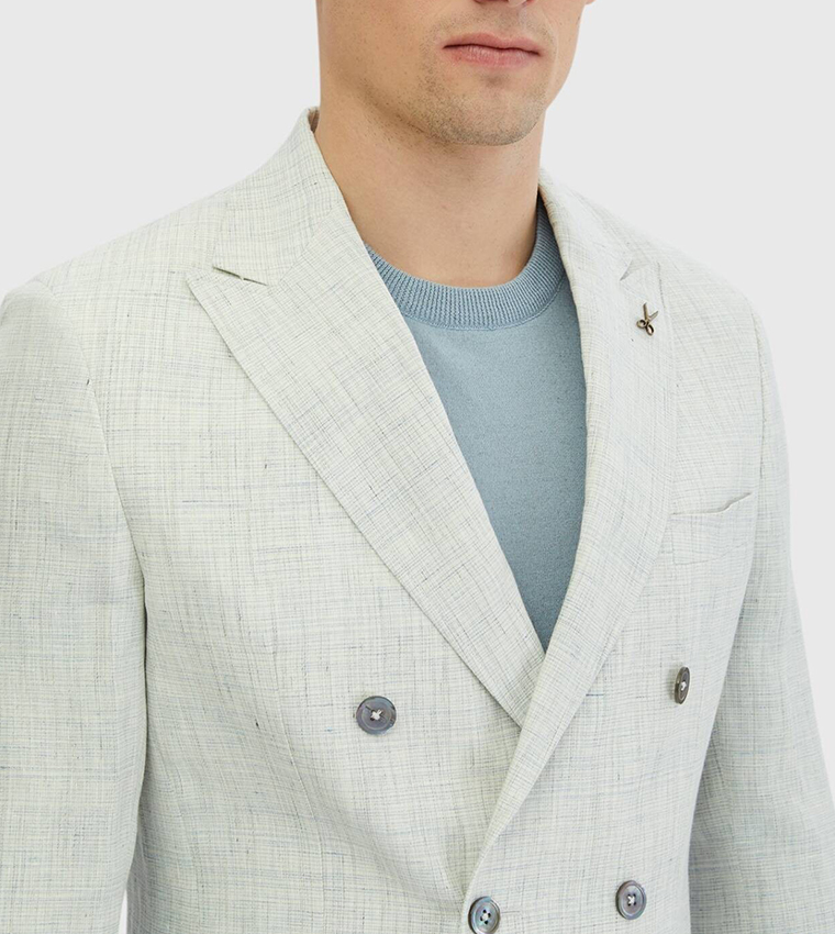 Patterned Zeroweight Slim Fit Linen Blazer