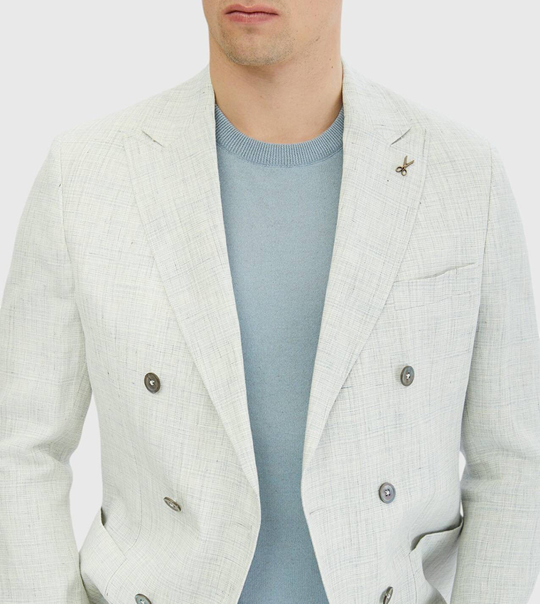 Patterned Zeroweight Slim Fit Linen Blazer