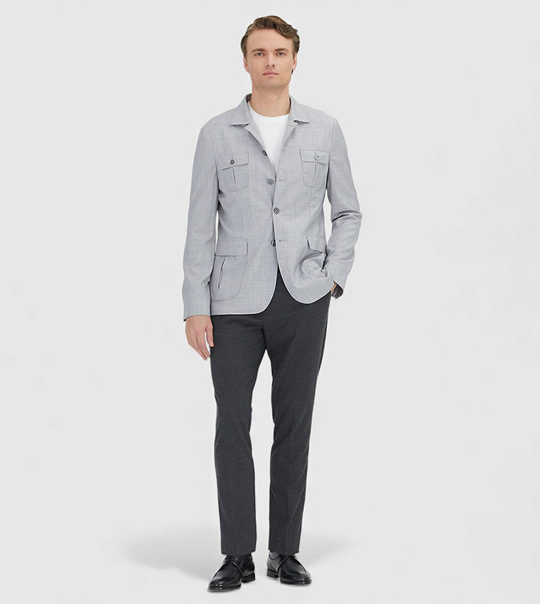 Solid Slim Fit Wool Blazer