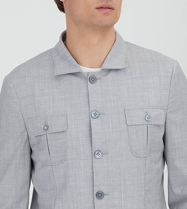 Solid Slim Fit Wool Blazer