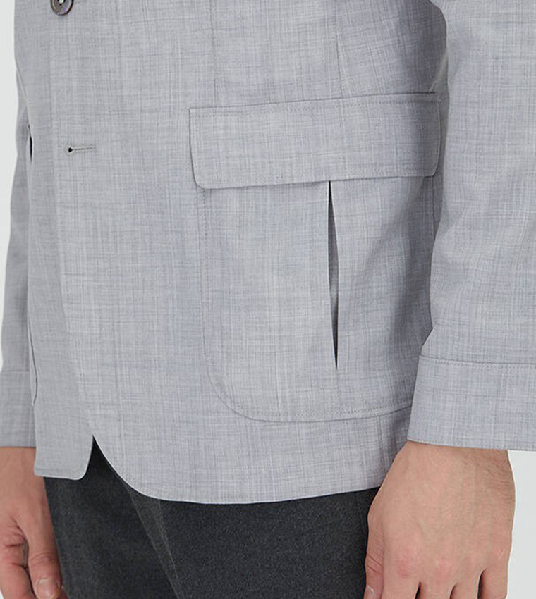 Solid Slim Fit Wool Blazer