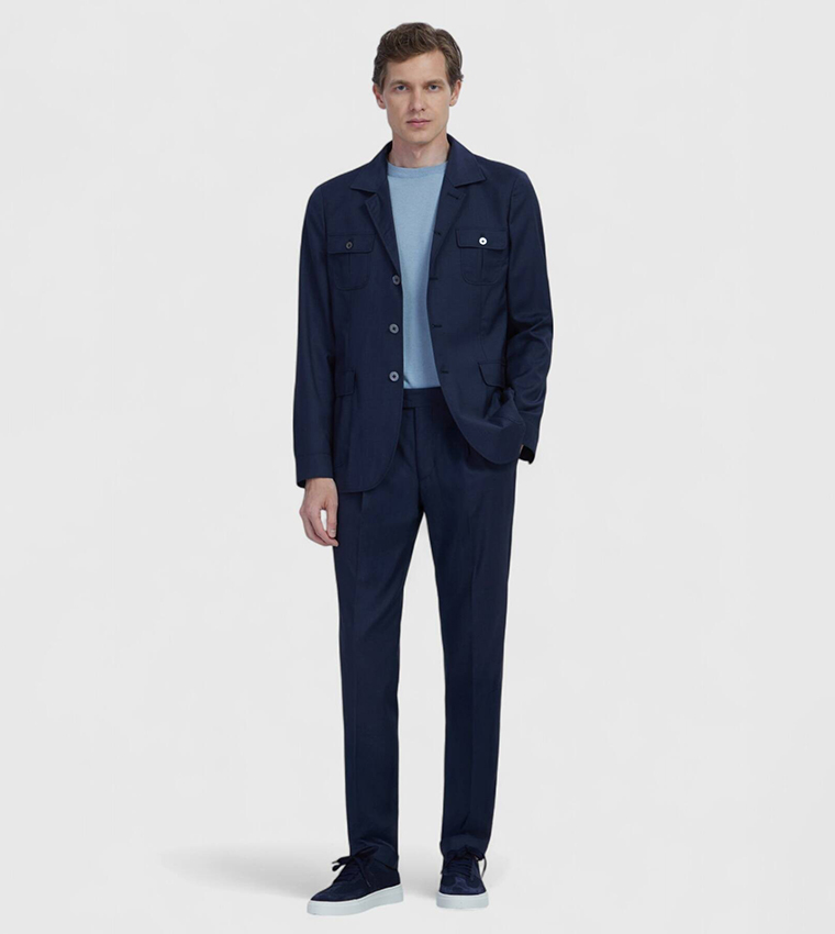 Solid Slim Fit Wool Blazer