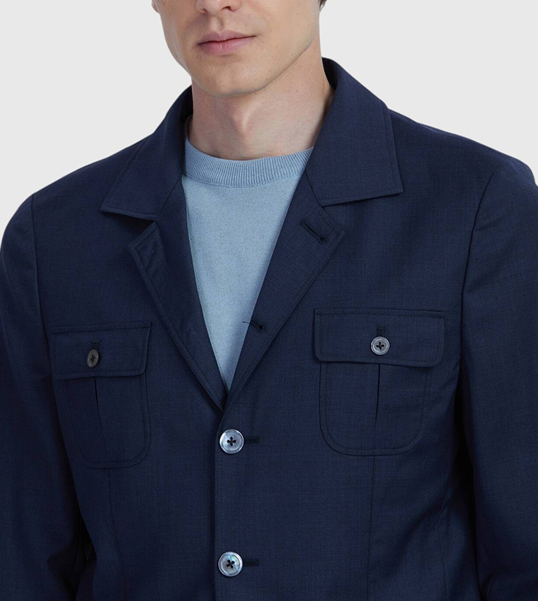 Solid Slim Fit Wool Blazer