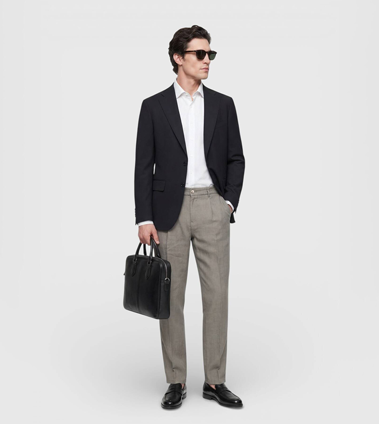 Solid Slim Fit Wool Blazer