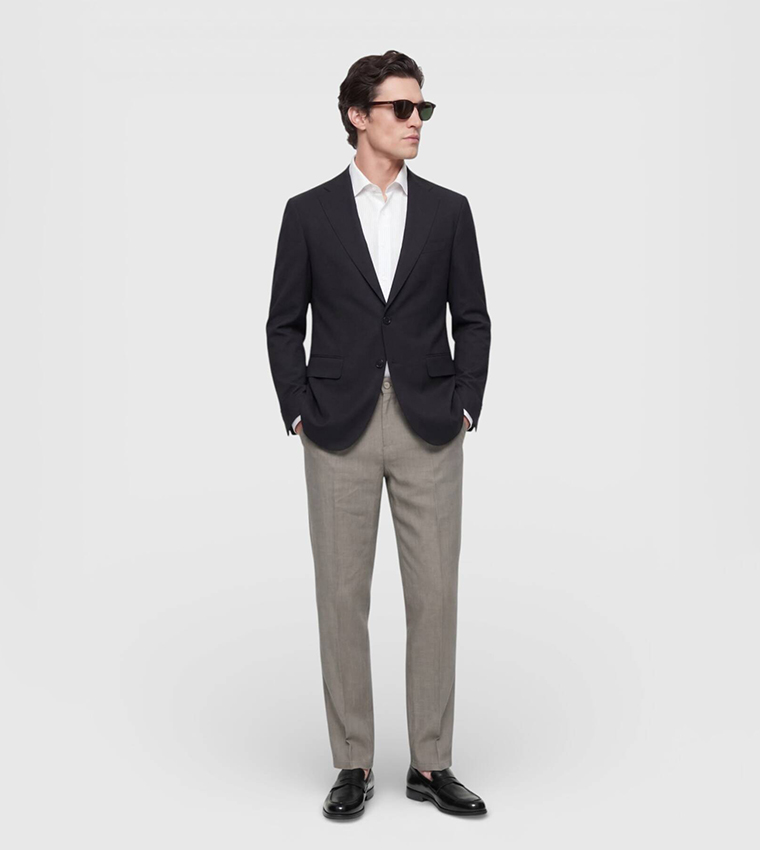 Solid Slim Fit Wool Blazer