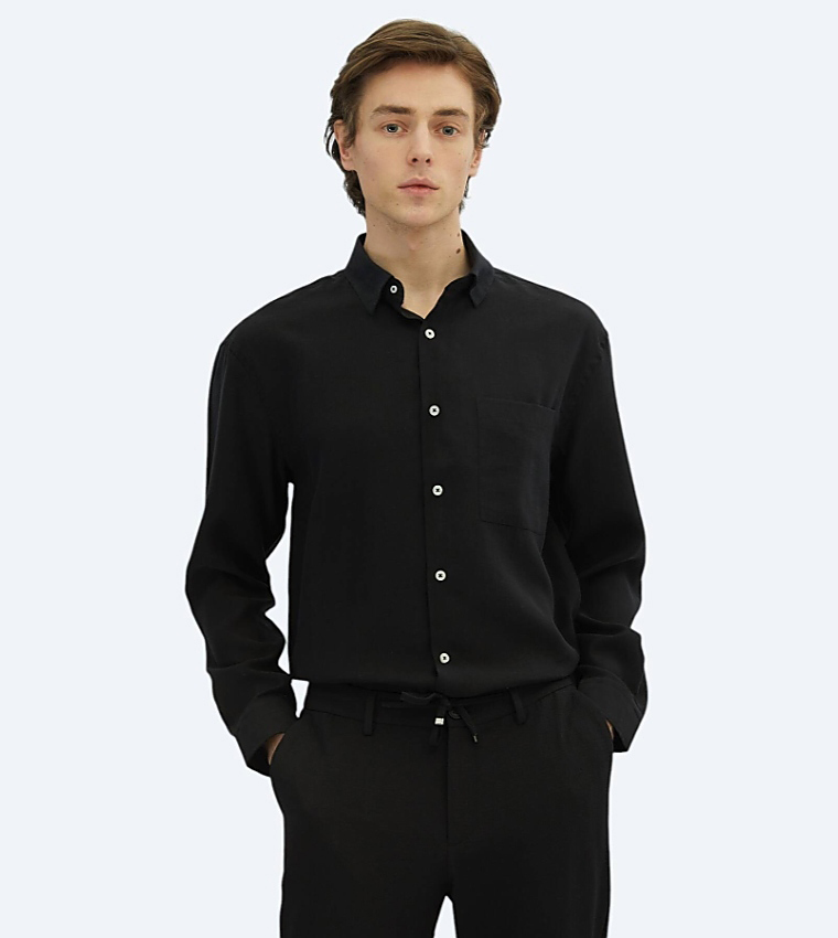 Solid Long Sleeves Oversized Shirt