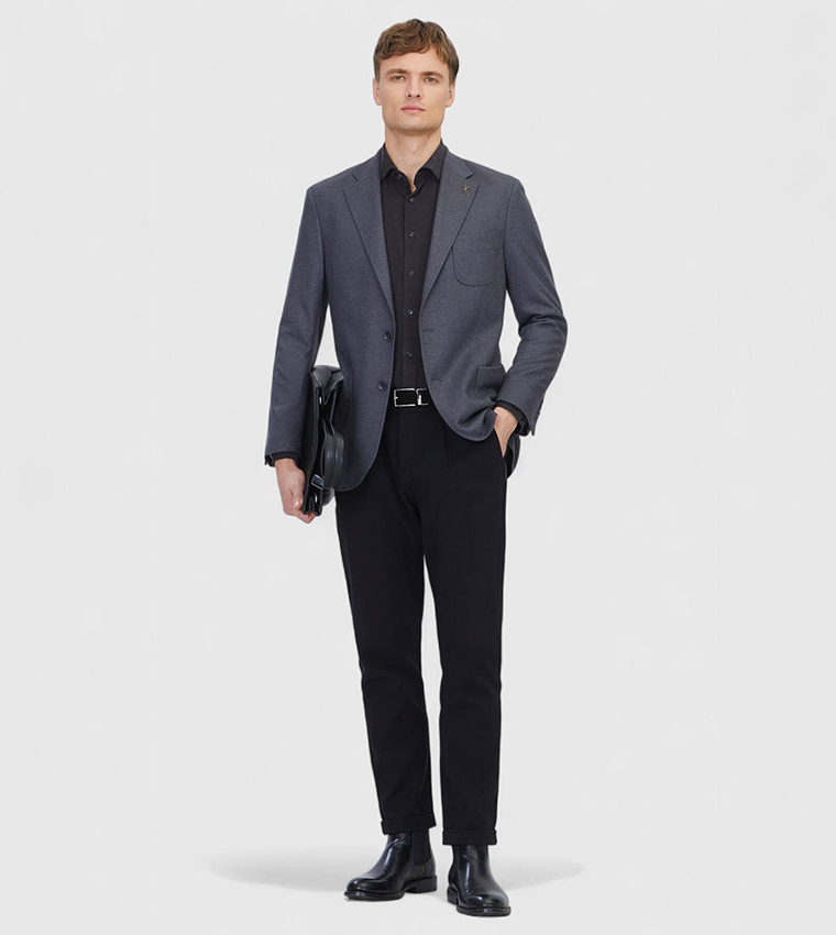 Solid Wool Blended Blazer