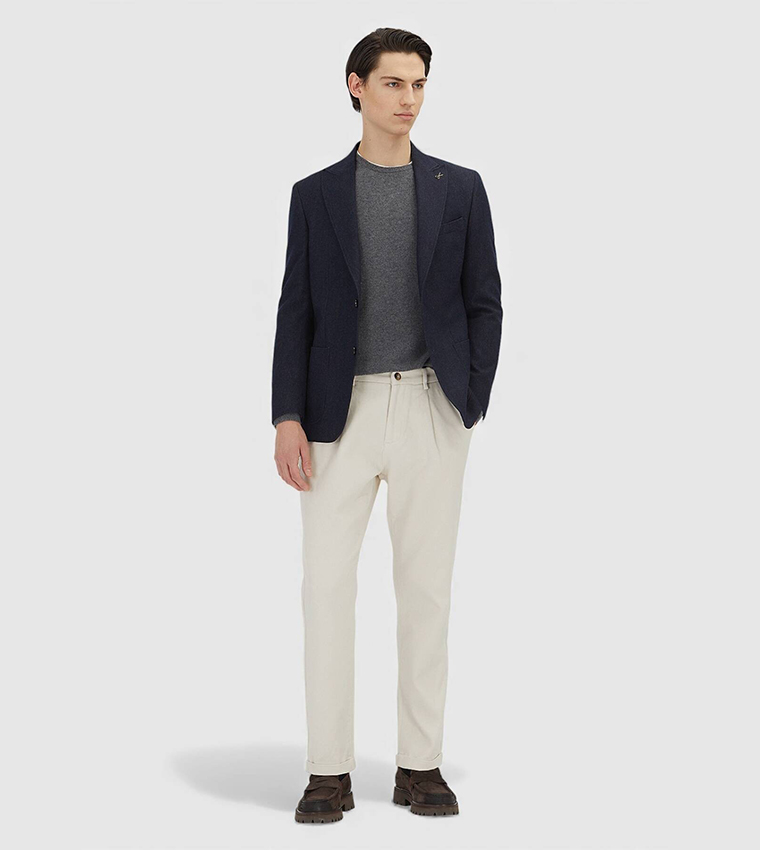 Patterned Wool Blended Blazer