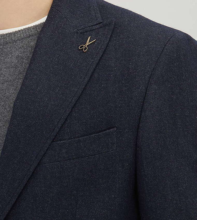Patterned Wool Blended Blazer