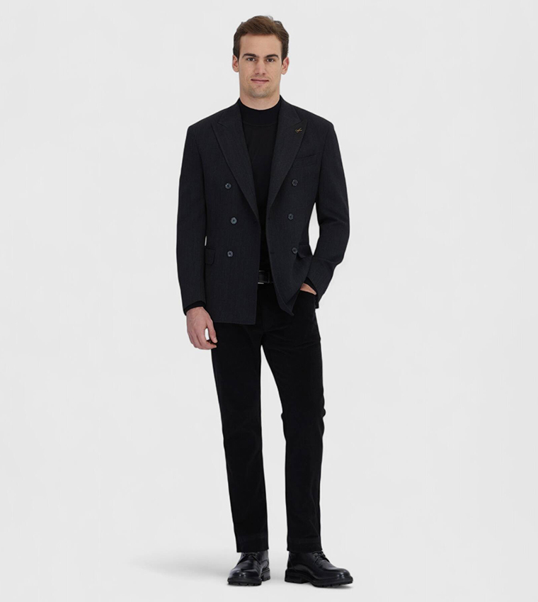 Patterned Zeroweight Slim Fit Wool Blended Blazer
