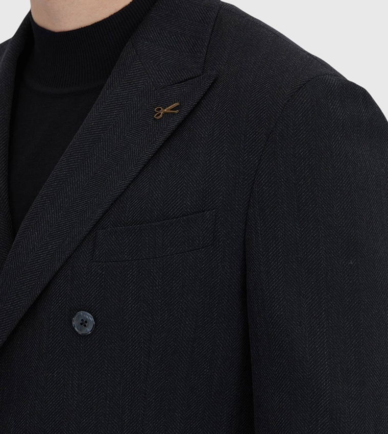 Patterned Zeroweight Slim Fit Wool Blended Blazer