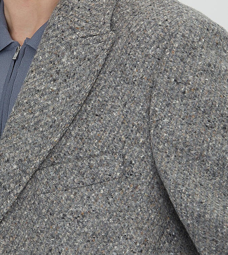 Solid Regular Fit Lapel Collar Woven Overcoat