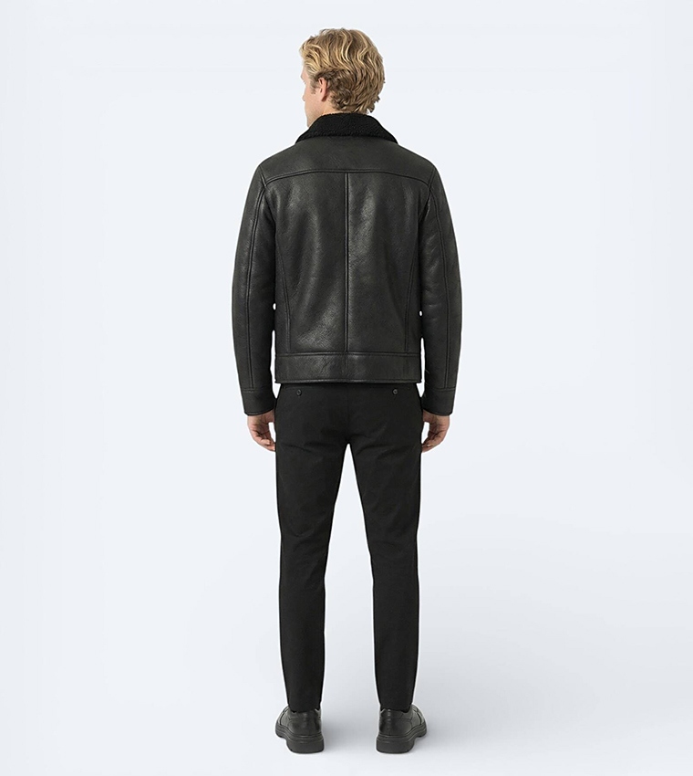 Textured Regular Fit Collared Woven Jacket