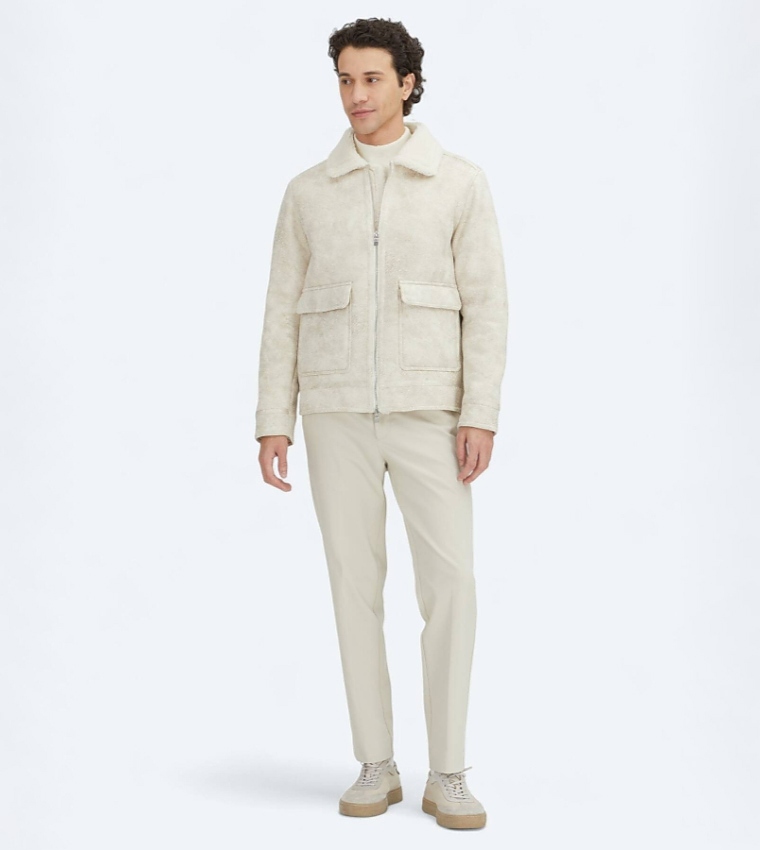 Textured Regular Fit Collared Woven Jacket