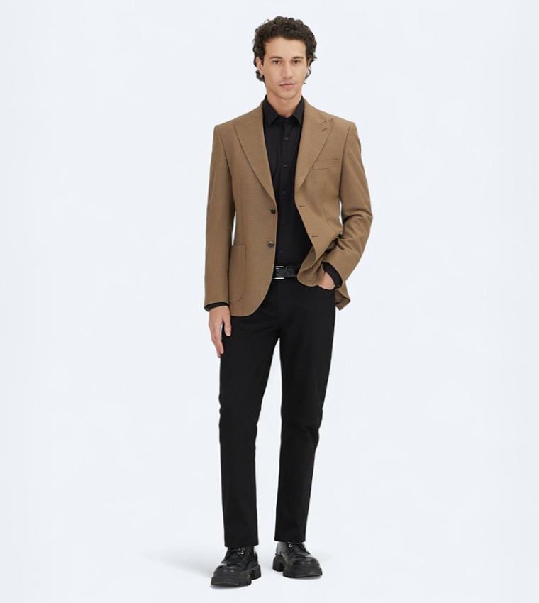 Patterned Single Breasted Blazer