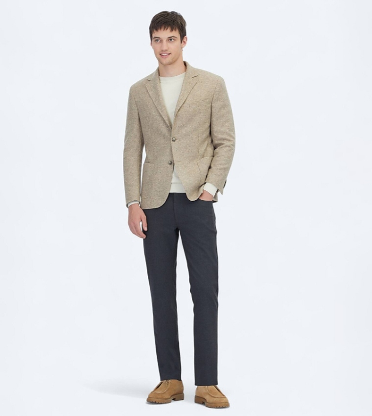 Patterned Modern Fit Wool Blend Blazer