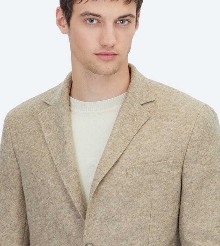Patterned Modern Fit Wool Blend Blazer