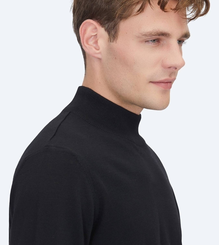 Solid High Neck Knit Sweater