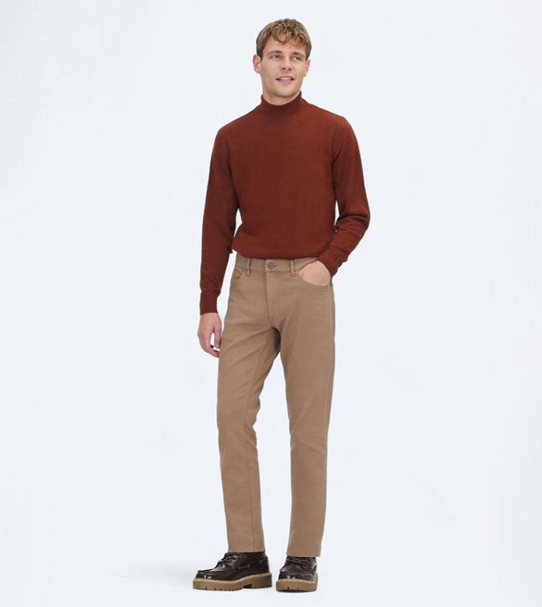Solid High Neck Knit Sweater